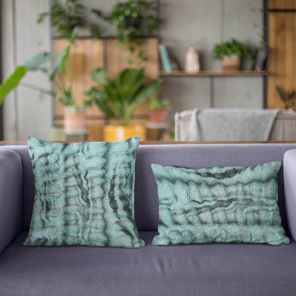 Plutus Teal Sherpa Faux Fur Luxury Throw Pillow, Teal, 22" x 22"