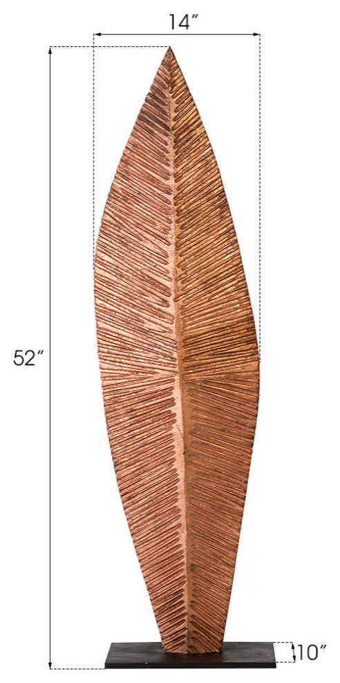 Carved Leaf on Stand, Copper Leaf, Medium
