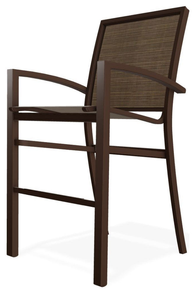 Kendall Sling Bar Height Stackable Outdoor Stool, Bark/Kona