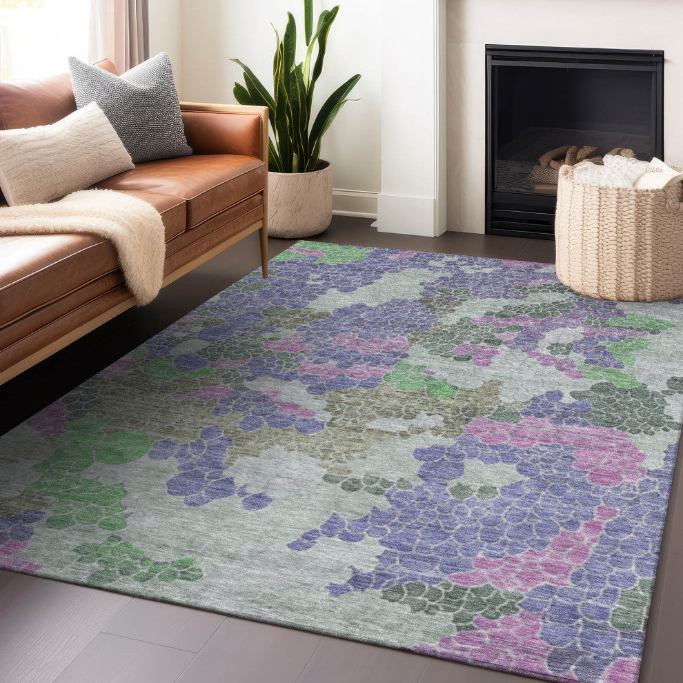 Machine Washable Indoor/Outdoor Chantille ACN1906 Purple 5' x 7'6" Rug