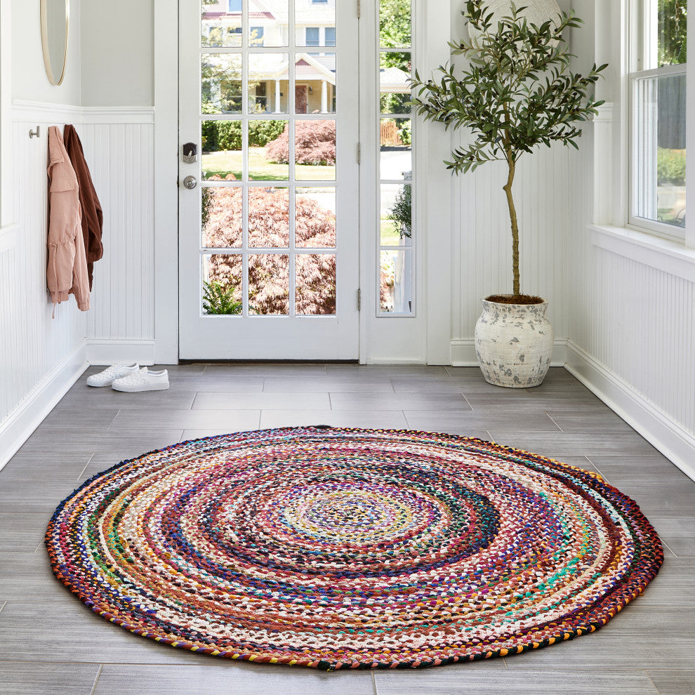 Nuloom Casual Handmade Braided Cotton Area Rug, Multicolor 8'x8'Round