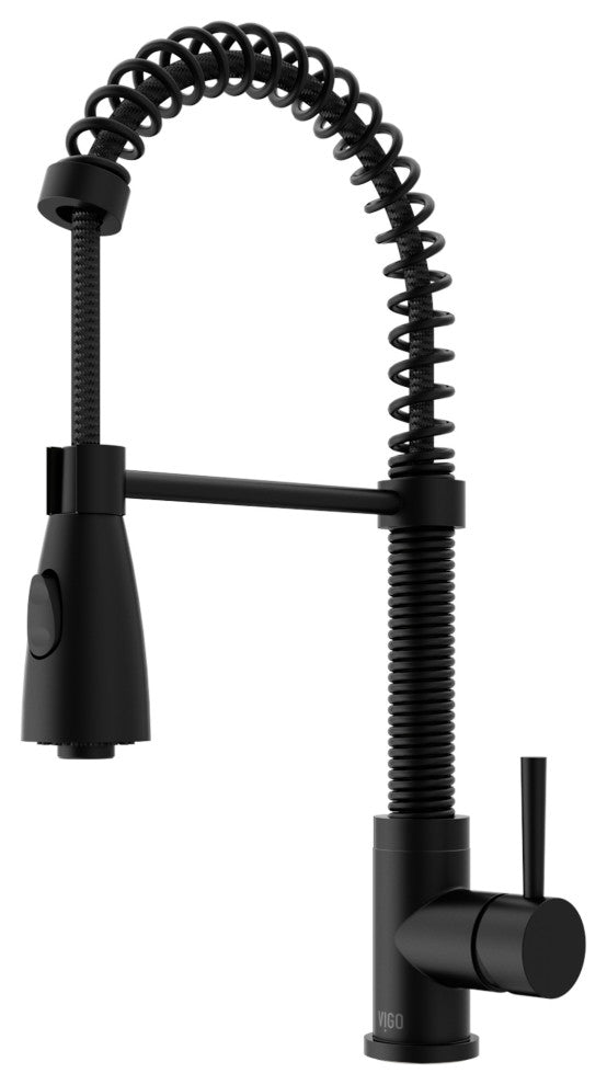 VIGO Brant 19" H Single Handle Pull-Down Sprayer Kitchen Faucet, Matte Black, Without Extras
