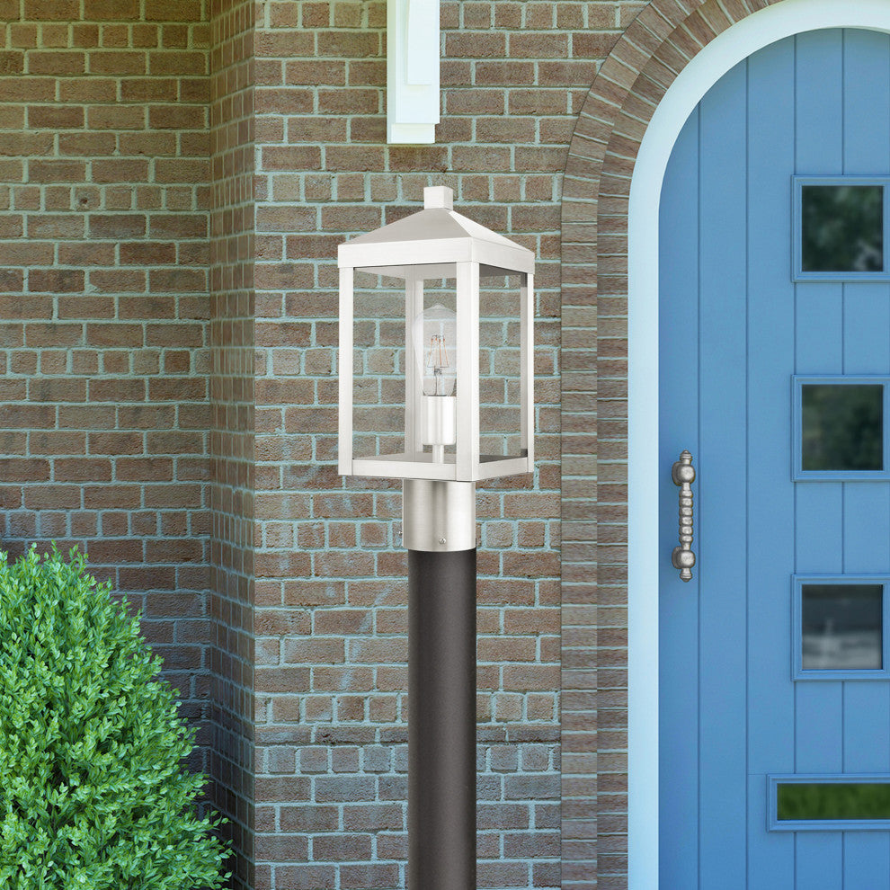 Livex Lighting Nyack 1 Light Brushed Nickel Small Outdoor Post Top Lantern