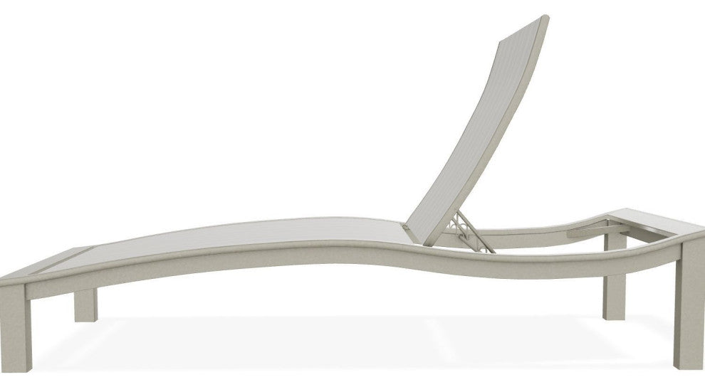Bazza Sling 4-Position Contour Outdoor Chaise Lounge, Harbor/Storm