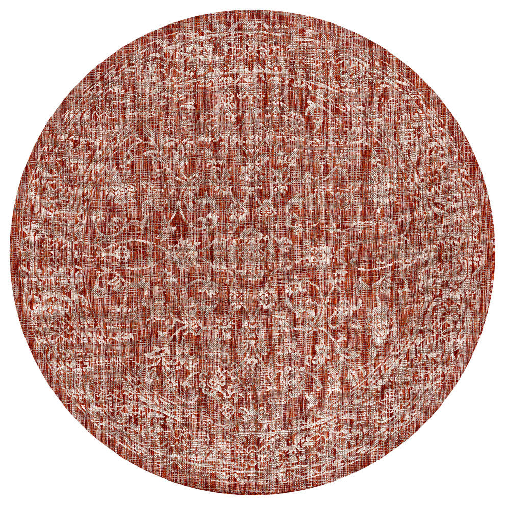 Tela Bohemian Textured Weave Floral Indoor/Outdoor Area Rug