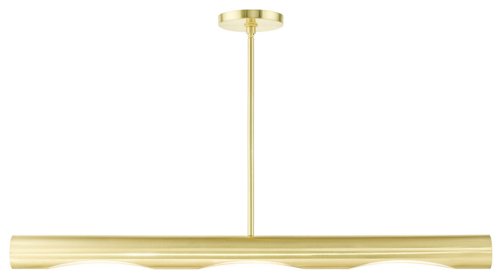 Satin Brass Contemporary, Minimal, Industrial, Urban, Sleek Linear Chandelier