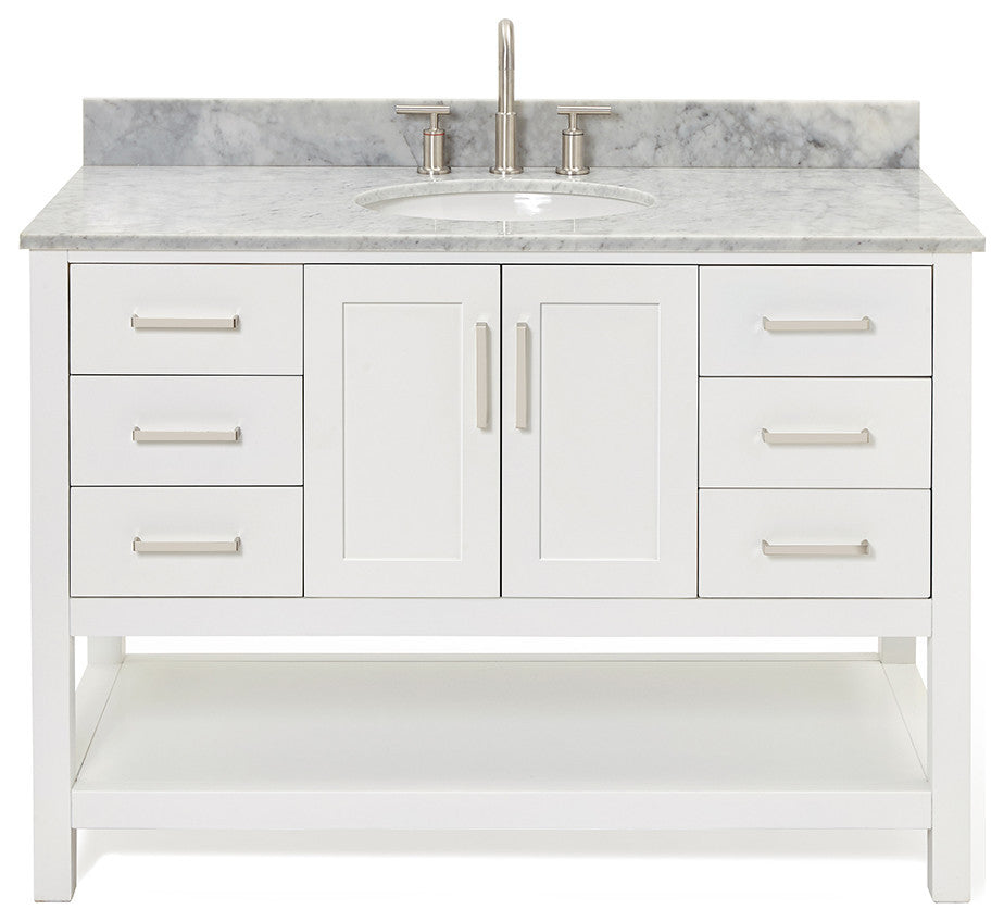 Ariel Magnolia 49" Oval Sink Bath Vanity Carrara Marble Gray