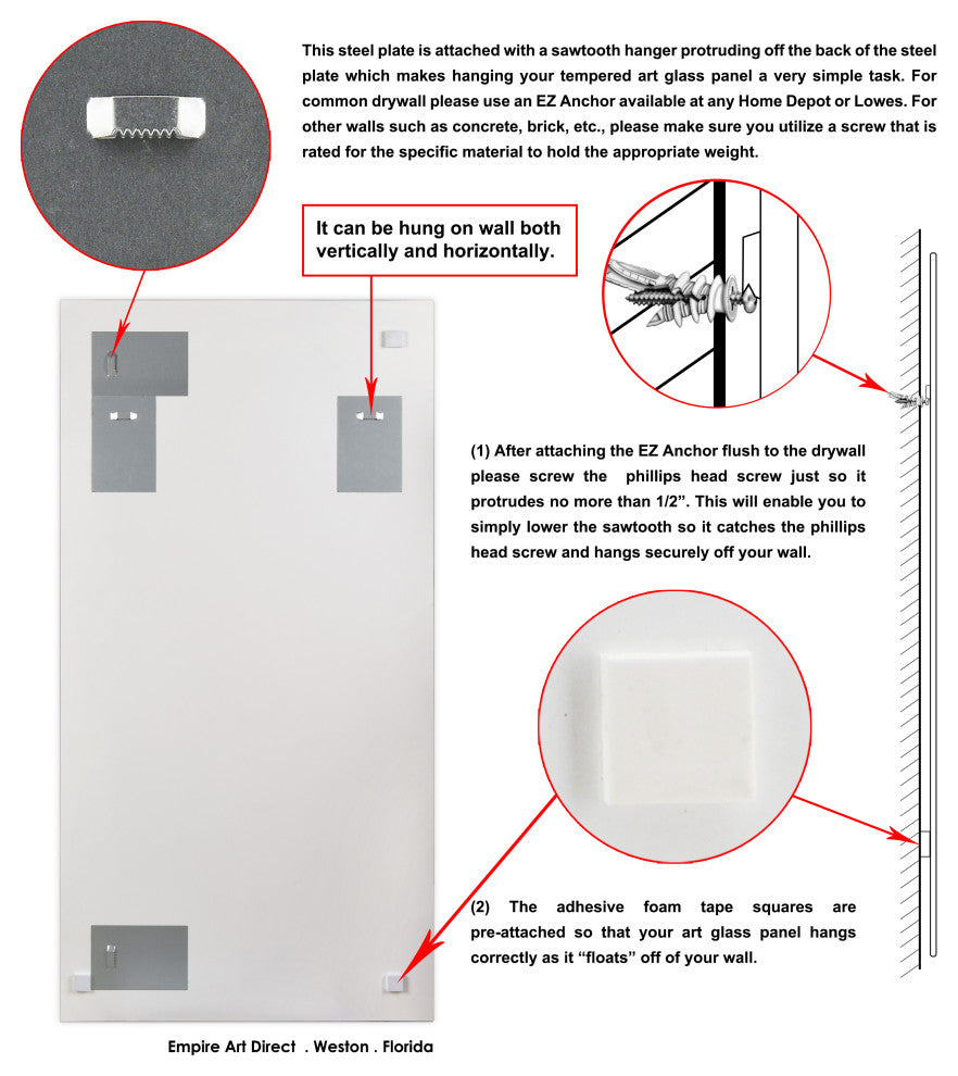 "Ebony and Ivory" Beveled Mirror on Printed Abstarct Tempered Art Glass, 54x28"