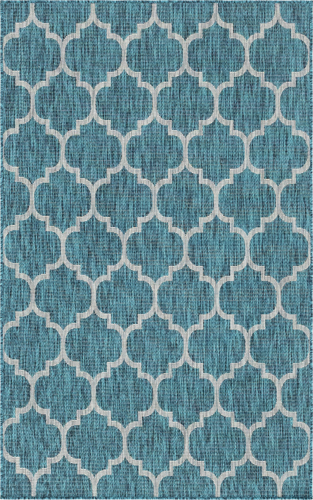 Unique Loom Teal Trellis Outdoor 5' 0 x 8' 0 Area Rug
