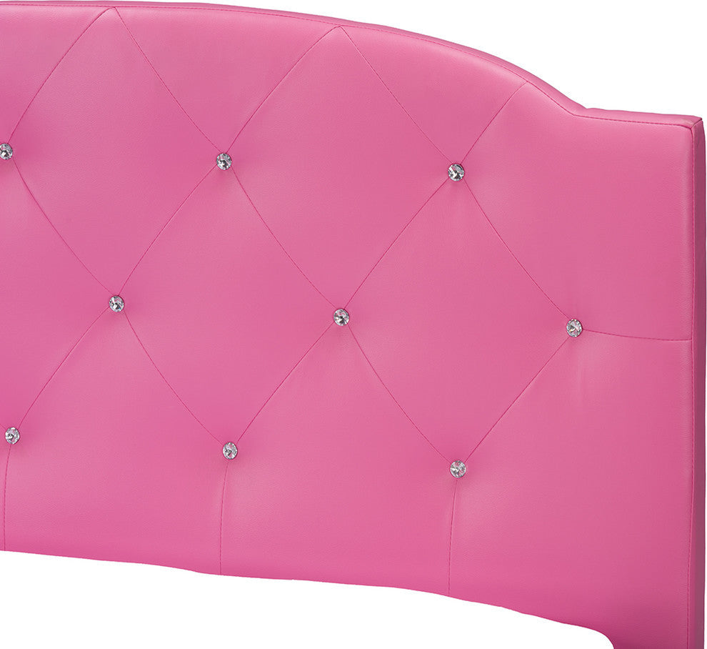 Canterbury Leather Contemporary Bed, Pink, Full