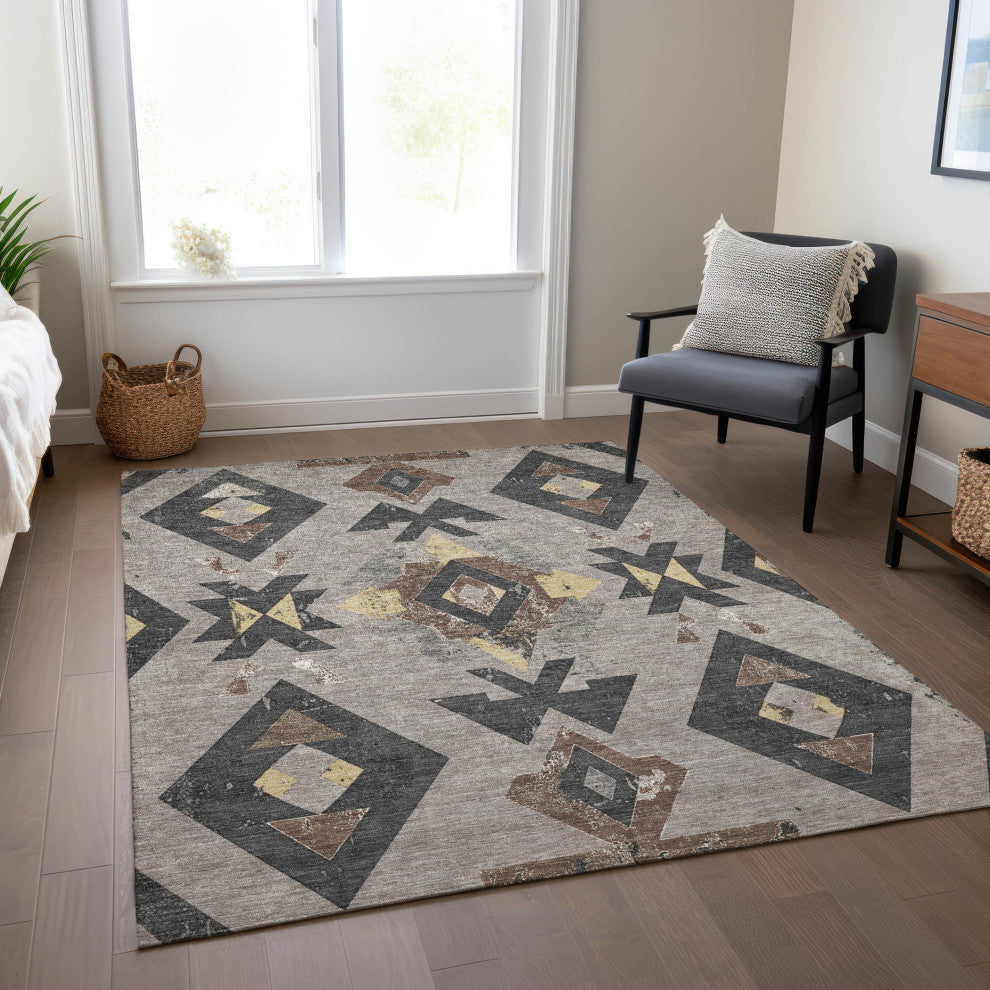 Machine Washable Indoor/Outdoor Chantille ACN1882 Taupe 9' x 12' Rug