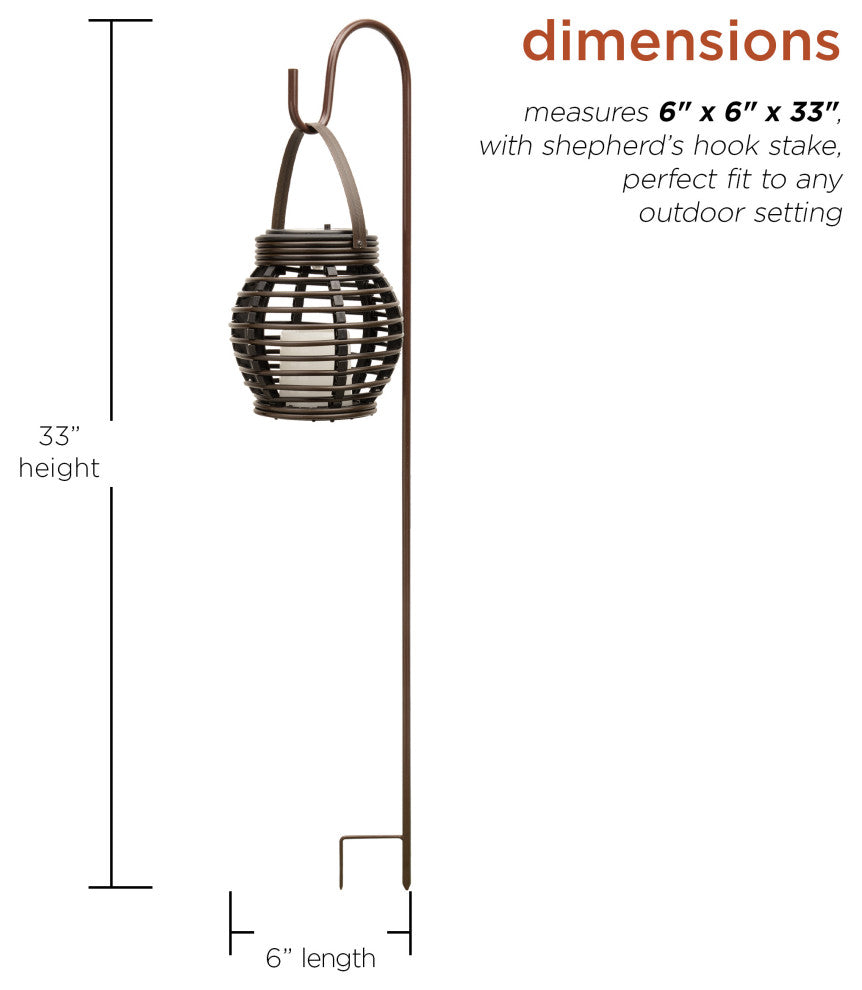 Solar LED Lantern With Shepherd's Hook Metal Stake