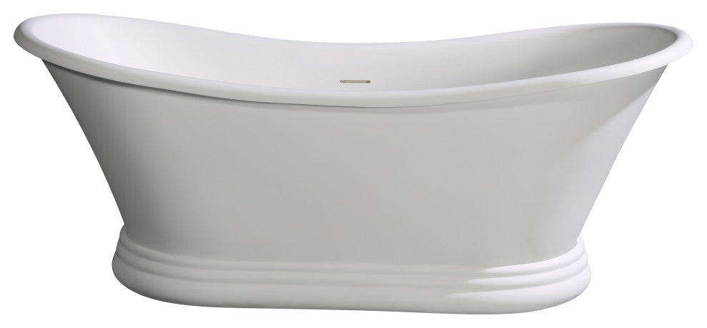 67" White Matte Pedestal Solid Surface Resin Bathtub