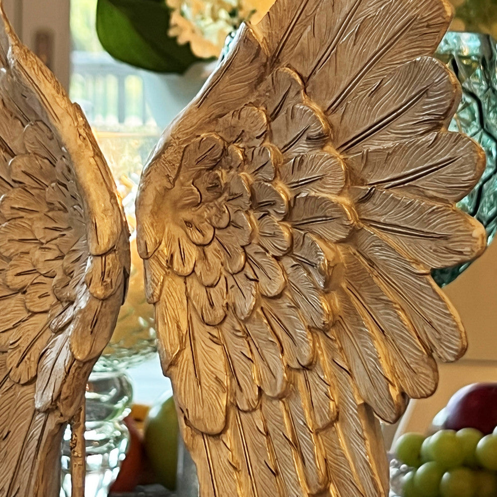 Angel Wings Decorative Free Standing Sculpture, 15 Inches