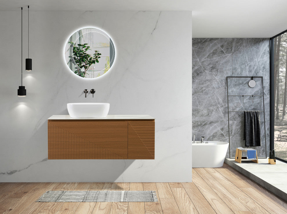Simon Series Wall Mount Vanity With a Porcelain Vessel Sink, 48"