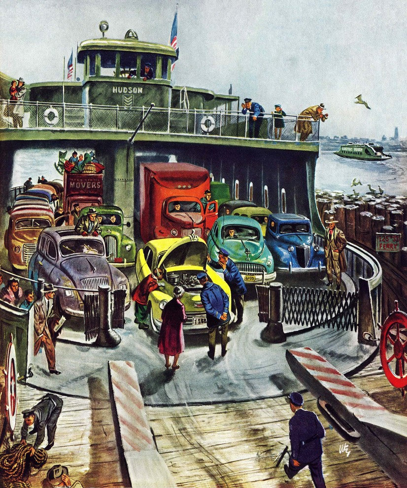 "Hudson Ferry" Painting Print on Canvas by Thornton Utz