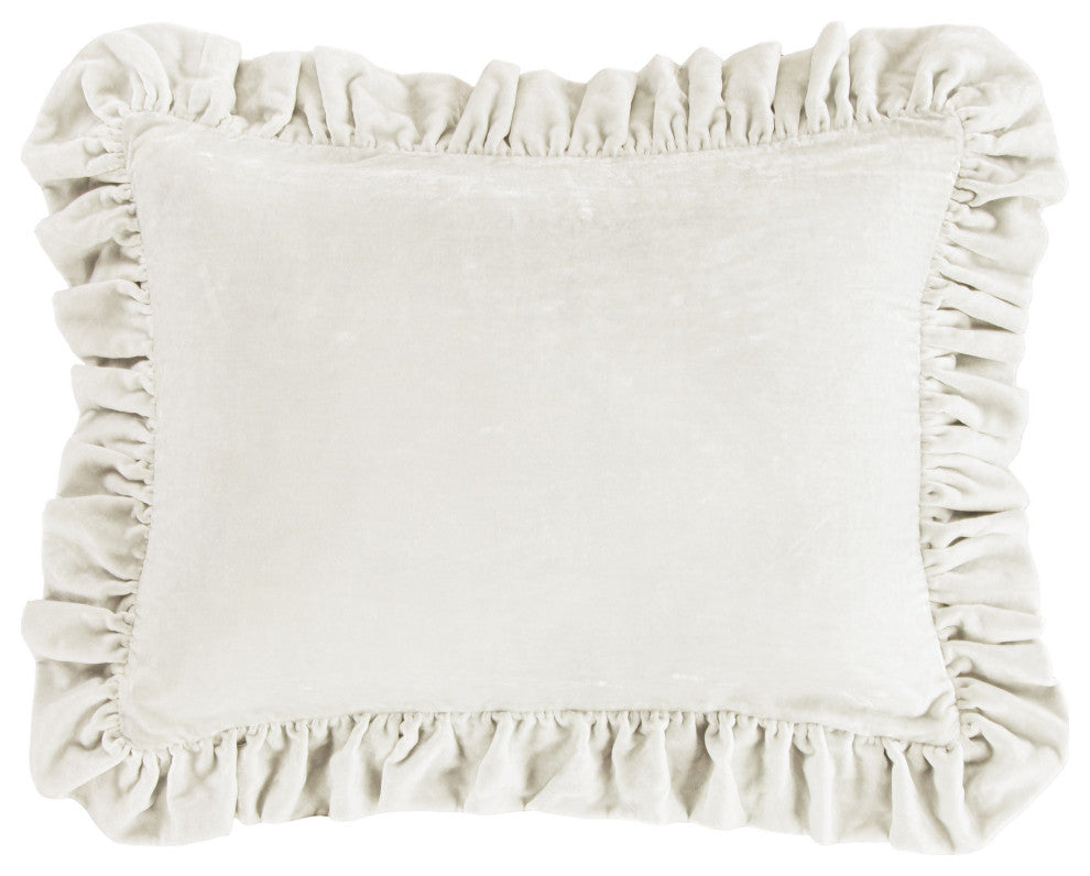 Stella Silk Velvet Oblong Pillow, 16" x 21", Stone