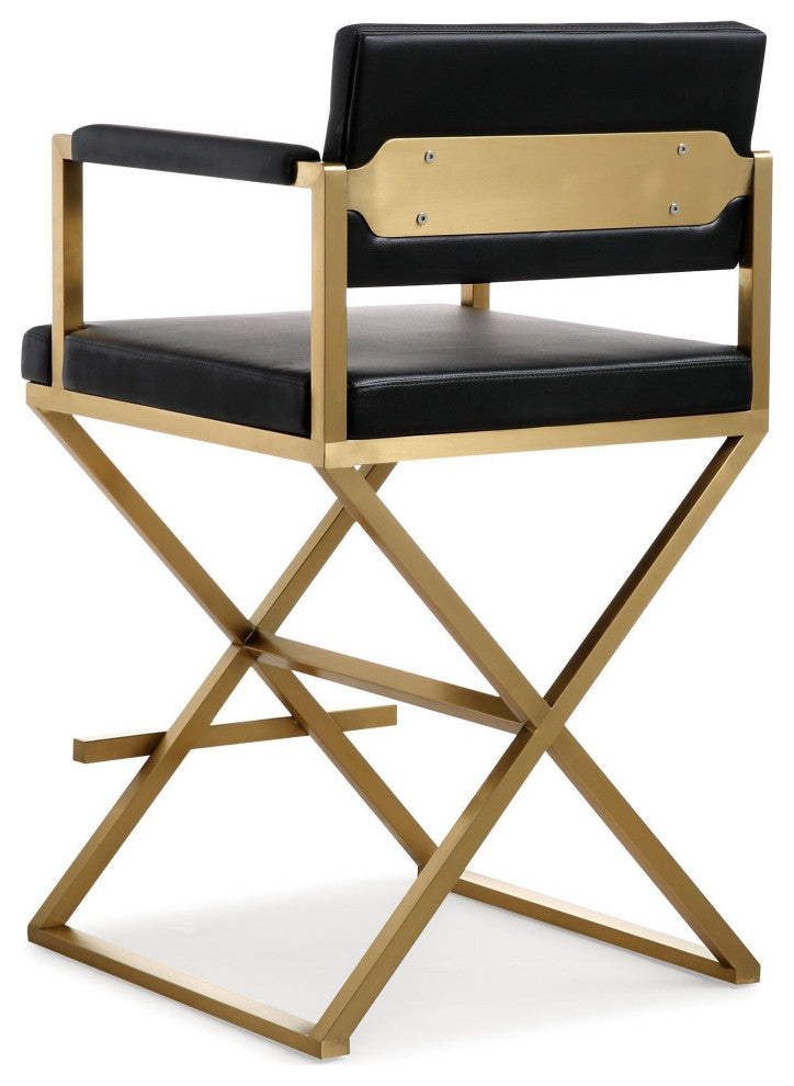 Director Black Gold Steel Counter Stool - Black