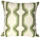 Benzara BM200588 Cotton Pillow with Geometric Embroidery, Green and White