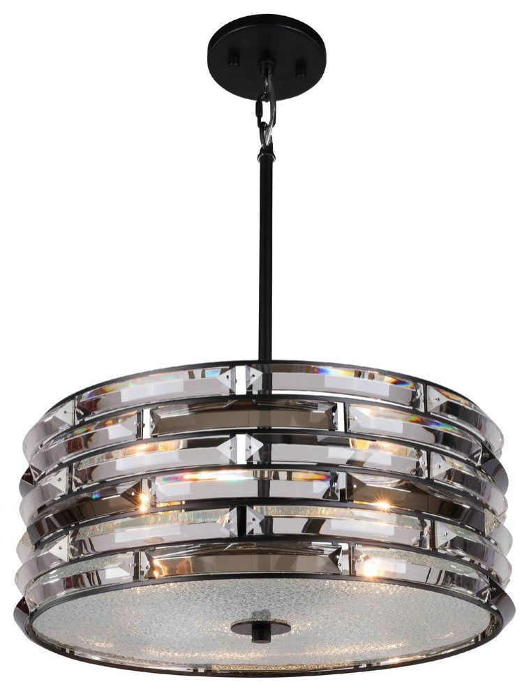 Woodbridge Lighting 159202 Lana Crystal Accent Drum Pendant, Medium, 16.5"d X 12