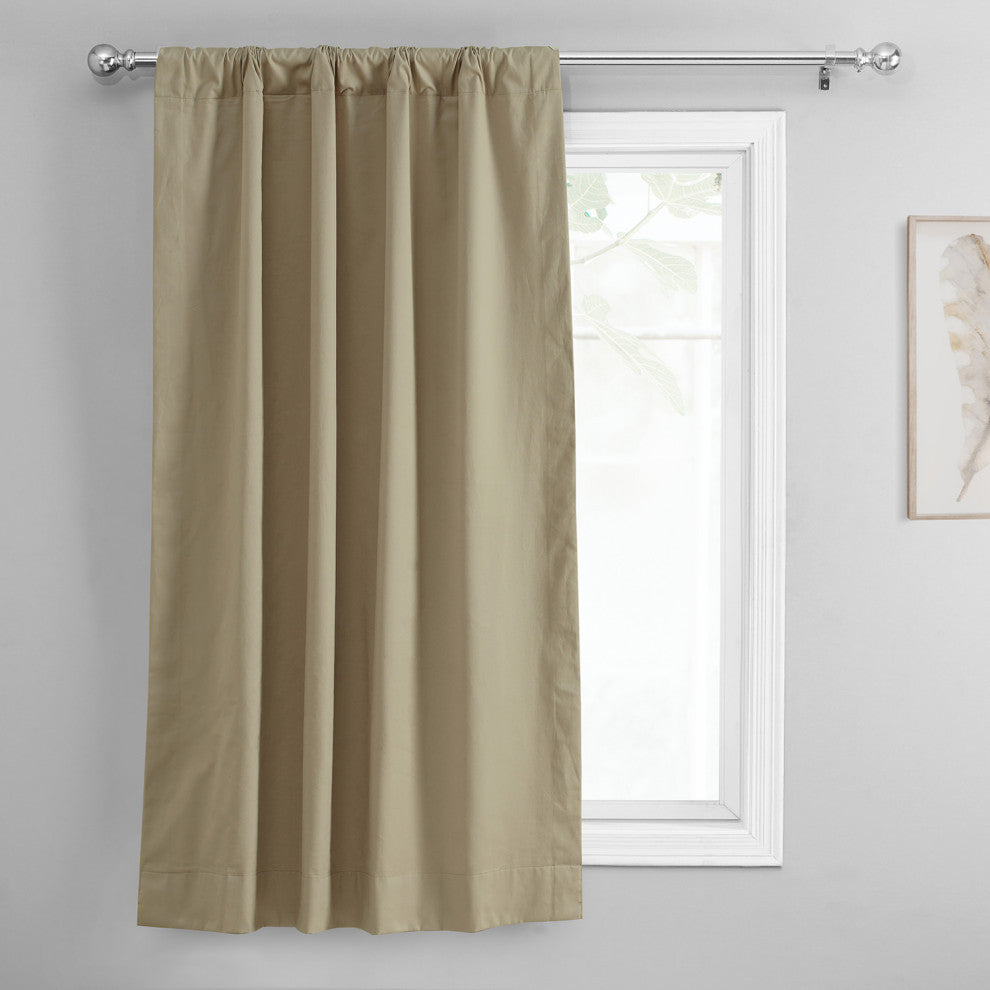 Solid Cotton Tie-Up Window Shade Single Panel, 46W x 63L, Sandstone, 46w X 63l
