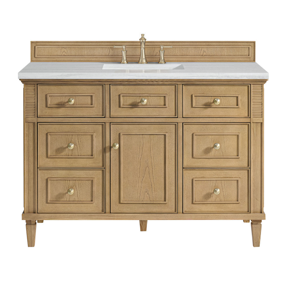 Lorelai 48" Single Vanity, Light Natural Oak, 3 CM Arctic Fall Solid Surface Top