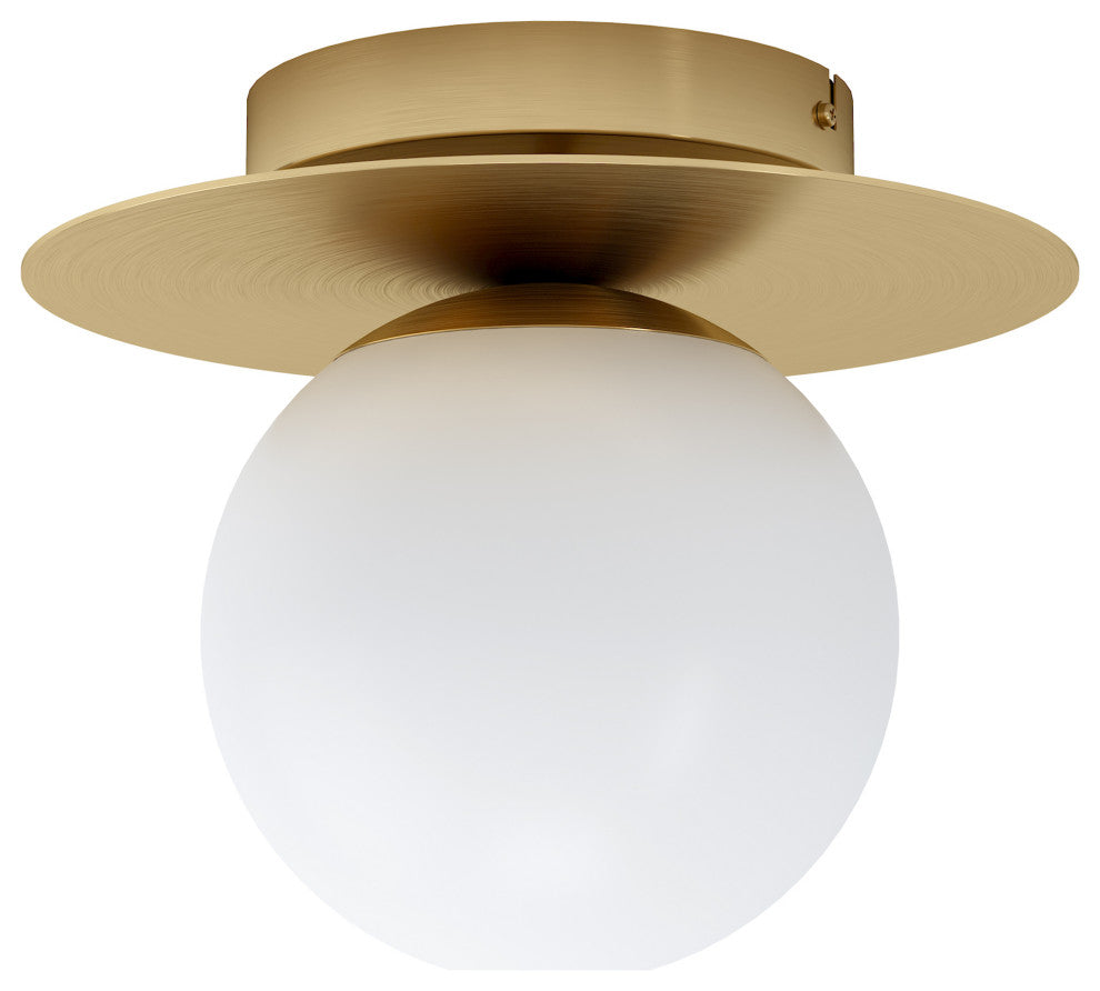 Arenales, 1 Light Ceiling Light, Brushed Brass Finish, White Opal Glass Shade