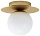 Arenales, 1 Light Ceiling Light, Brushed Brass Finish, White Opal Glass Shade