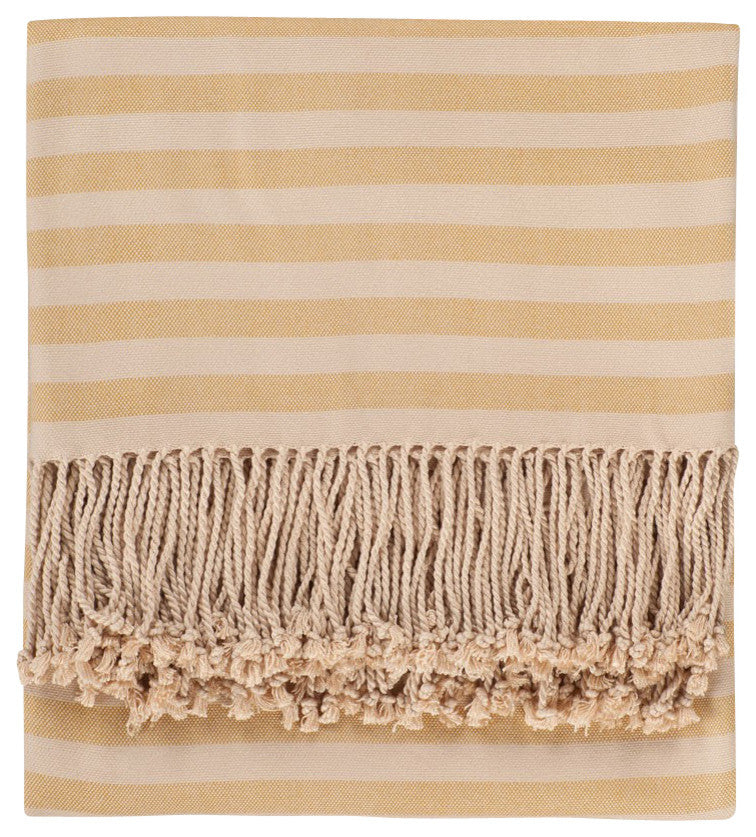 Striped Bamboo Viscose Throw, Mustard