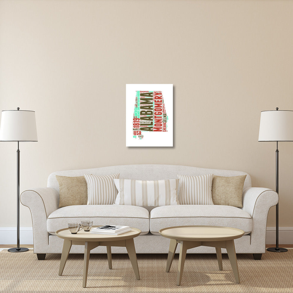 "Alabama Word Cloud Map" Fine Art Print