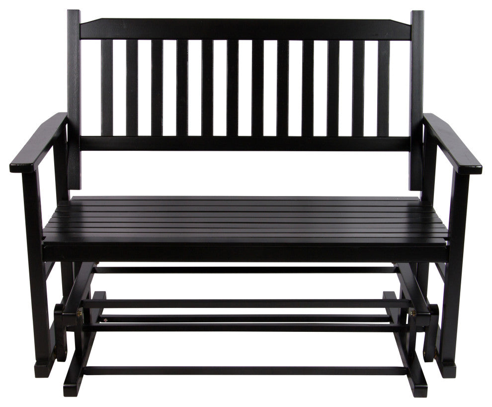 Shine Company Torrey Loveseat Porch Glider - Classic Outdoor Glider Bench, Black