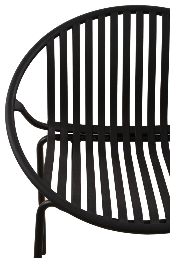 GDF Studio 7-Piece Outdoor Dining Set, Table & Stackable Chairs, Black/Teak