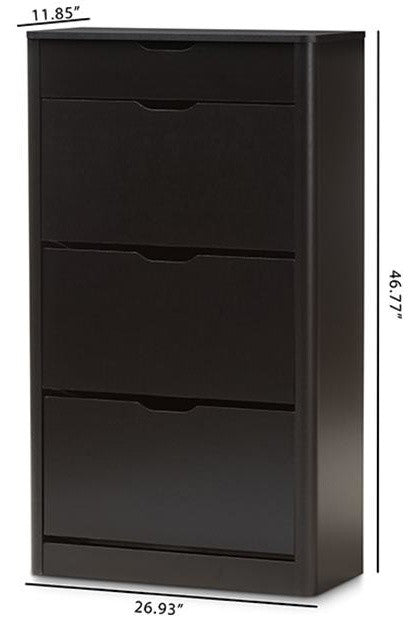 Baxton Studio Cayla Modern and Contemporary Black Wood Shoe Cabinet