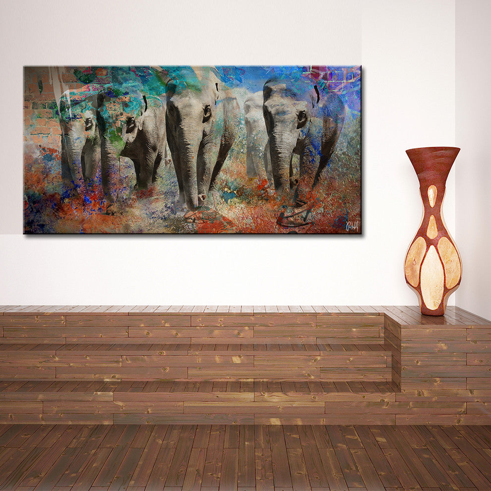 Saddle Ink Elephant IV, 20"x40"