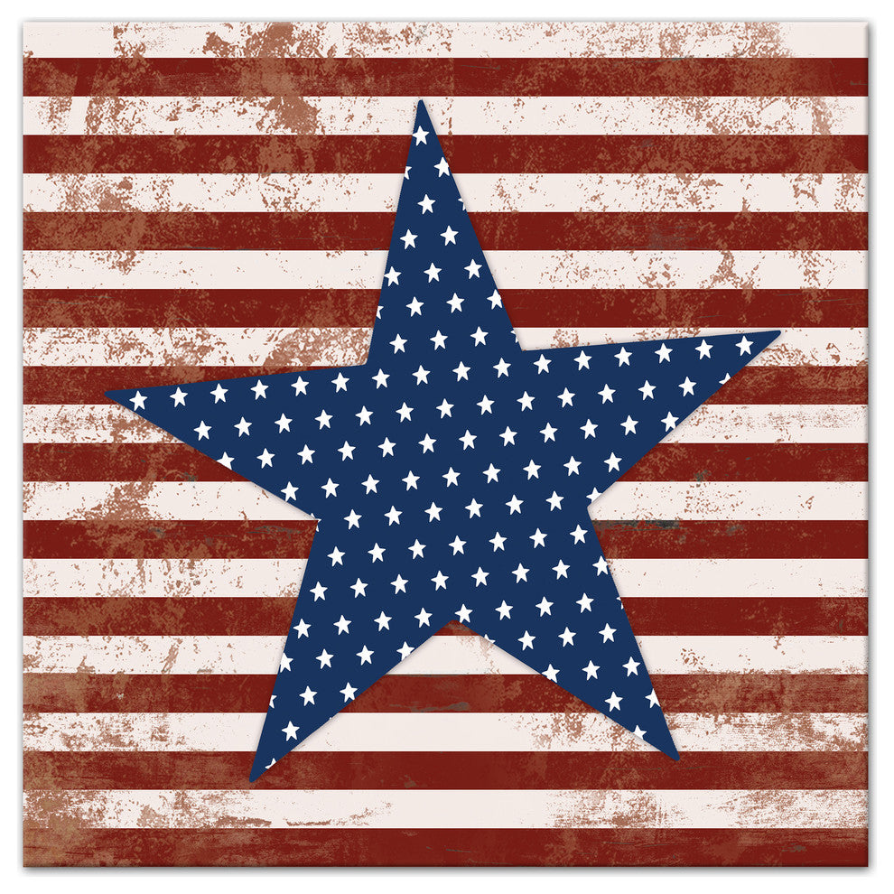 Stars and Stripes Distressed 16x16 Canvas Wall Art
