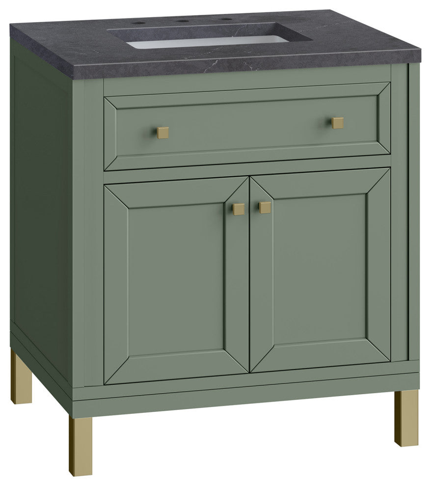 Chicago 30" Single Vanity, Smokey Celadon,  Charcoal Soapstone Top