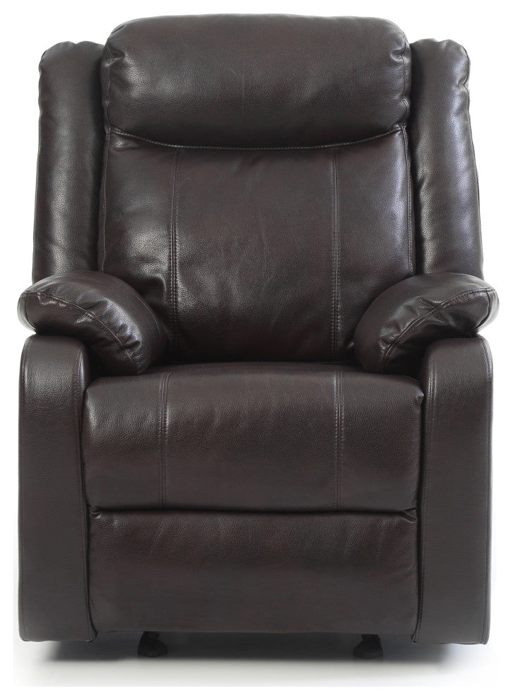 Osino Faux Leather Rocker Recliner, Dark Brown