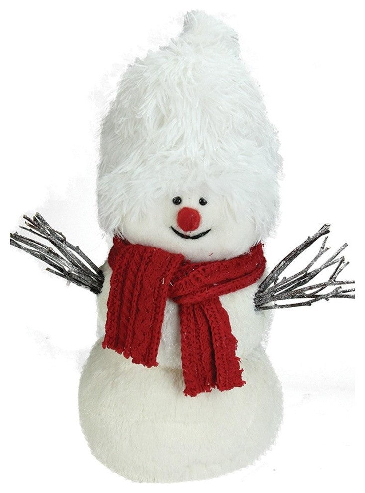 24.5" Retro Christmas White Snowman, Red Scarf Table Top Decoration