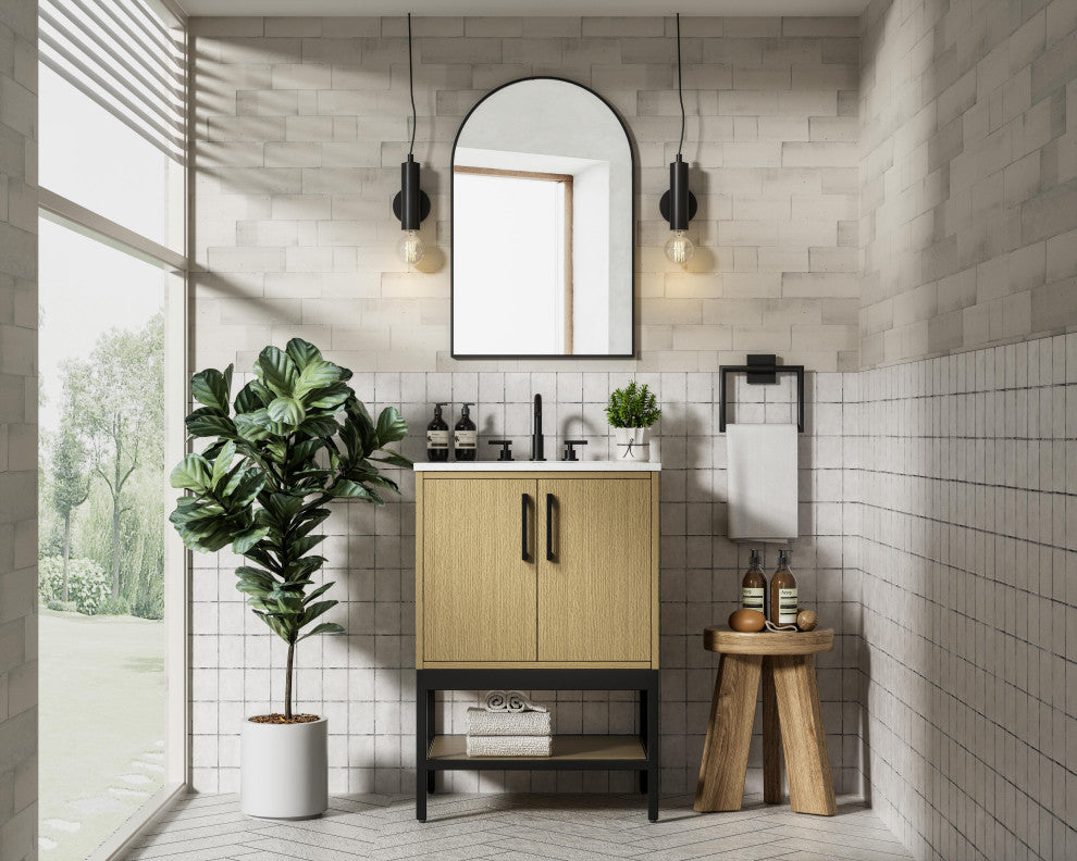 Home Living 24" Single Bathroom Vanity, Honey Brown