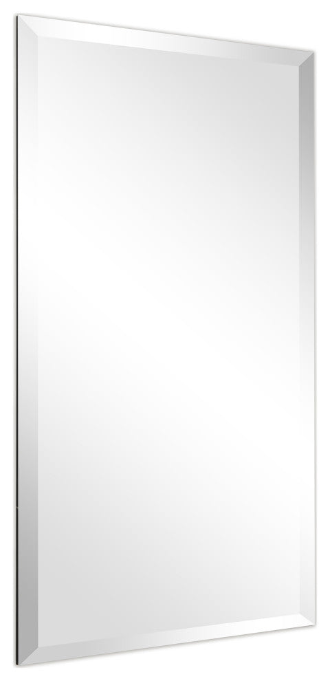 Frameless Beveled Prism Rectangle Wall Mirror, 1" Beveled Edge, 36"x24"