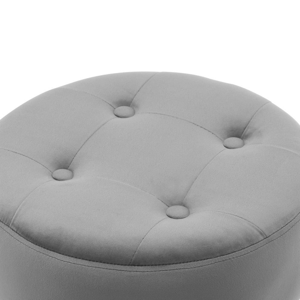 Round Swivel Velvet Vanity Stool, Grey, Standard