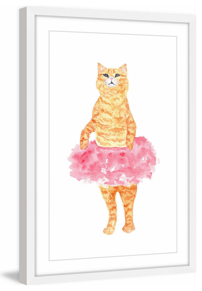 Marmont Hill, "Ballerina Cat" by Thimble Sparrow Framed Painting Print, 30x45