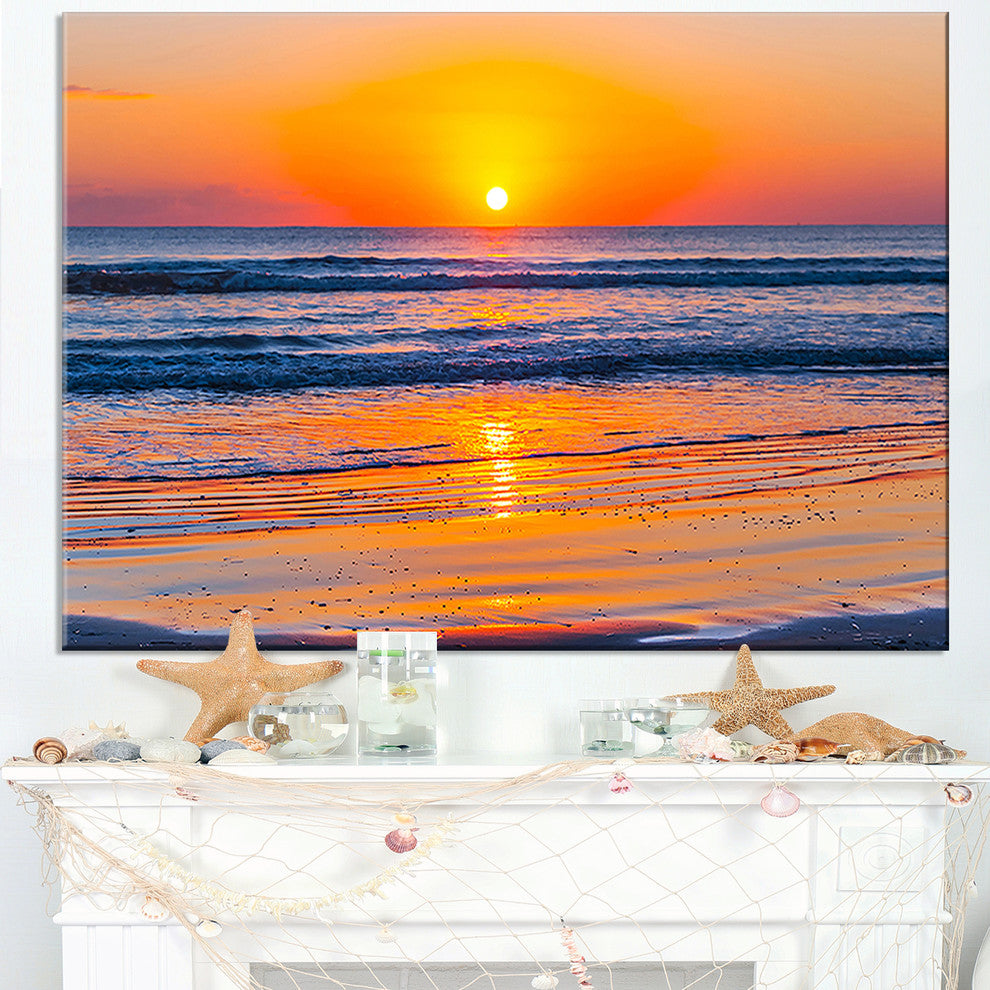 "Sandy Sea Beach in Early Morning" Seashore Canvas Print, 40"x30"
