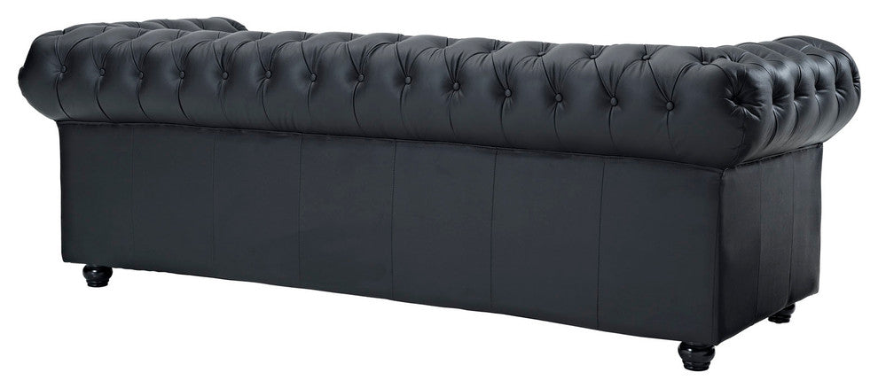 Modern Contemporary Living Room Chesterfield Sofa Black