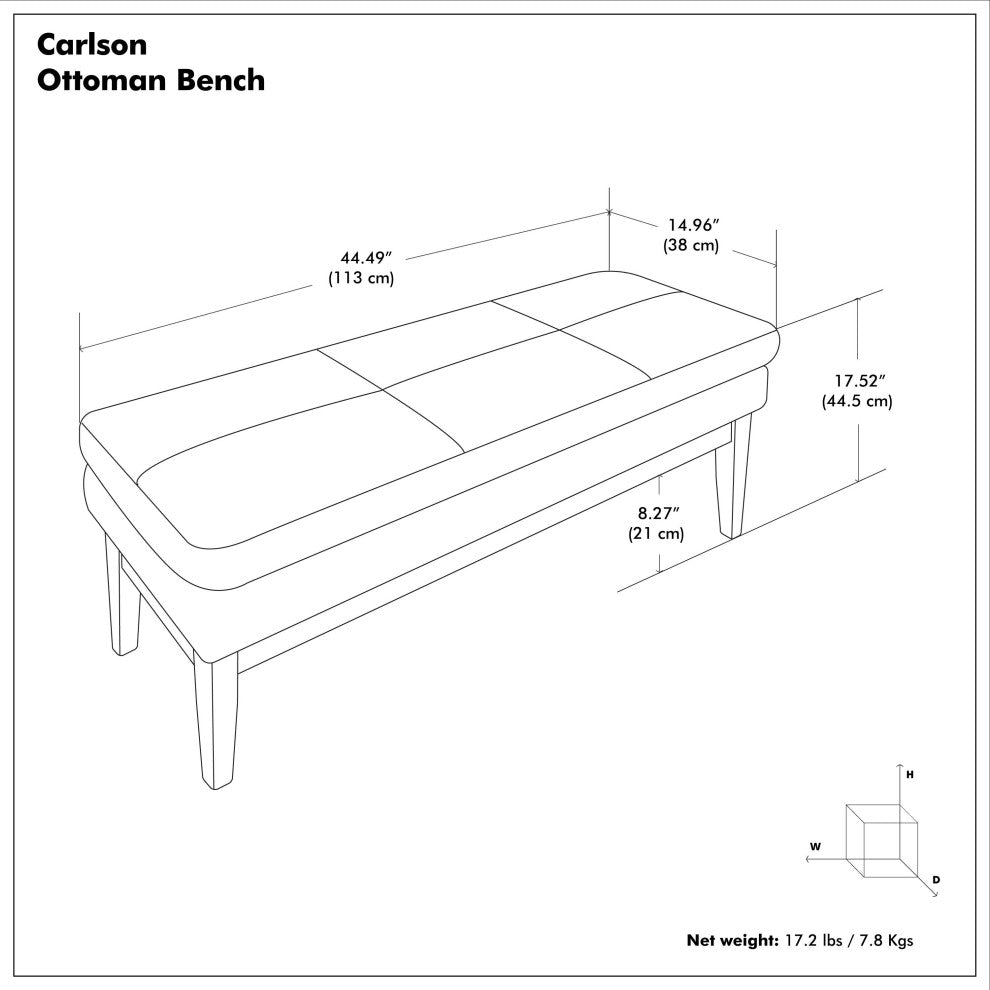 Carlson SOLID HARDWOOD Ottoman Bench, Distressed Chestnut Brown