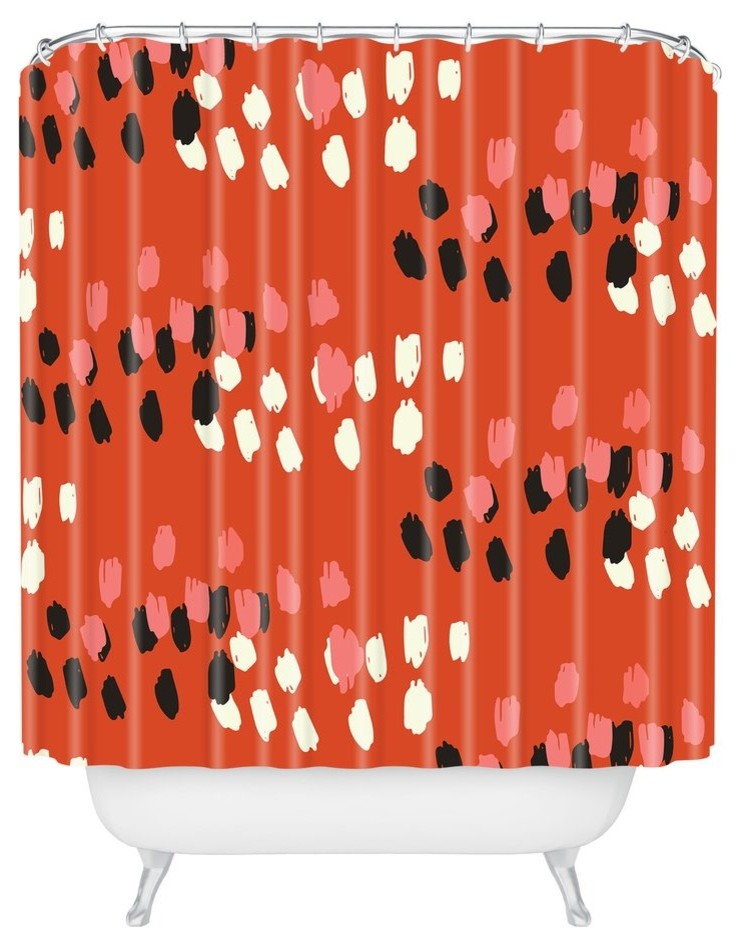 Morgan Kendall Red Scribbles Shower Curtain, 72"x69"