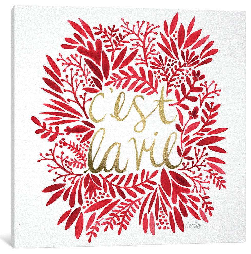 "C'est La Vie Red Artprint" by Cat Coquillette, 37x37x1.5