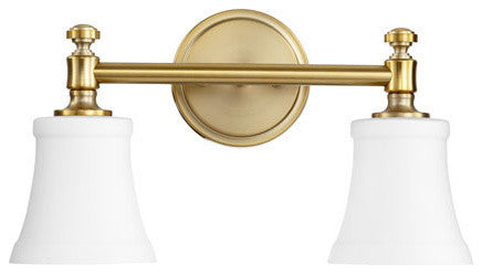 5122-2-80 Rossington Transitional Light Vanity, Aged Brass With Satin Opal