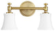 5122-2-80 Rossington Transitional Light Vanity, Aged Brass With Satin Opal