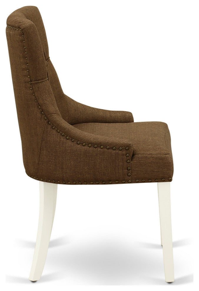 Friona Parson Chair With Linen White Leg And Linen Fabric Set of 2